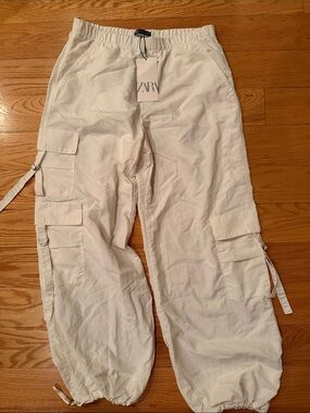 ZARA White Cargo Jogger Pants for women